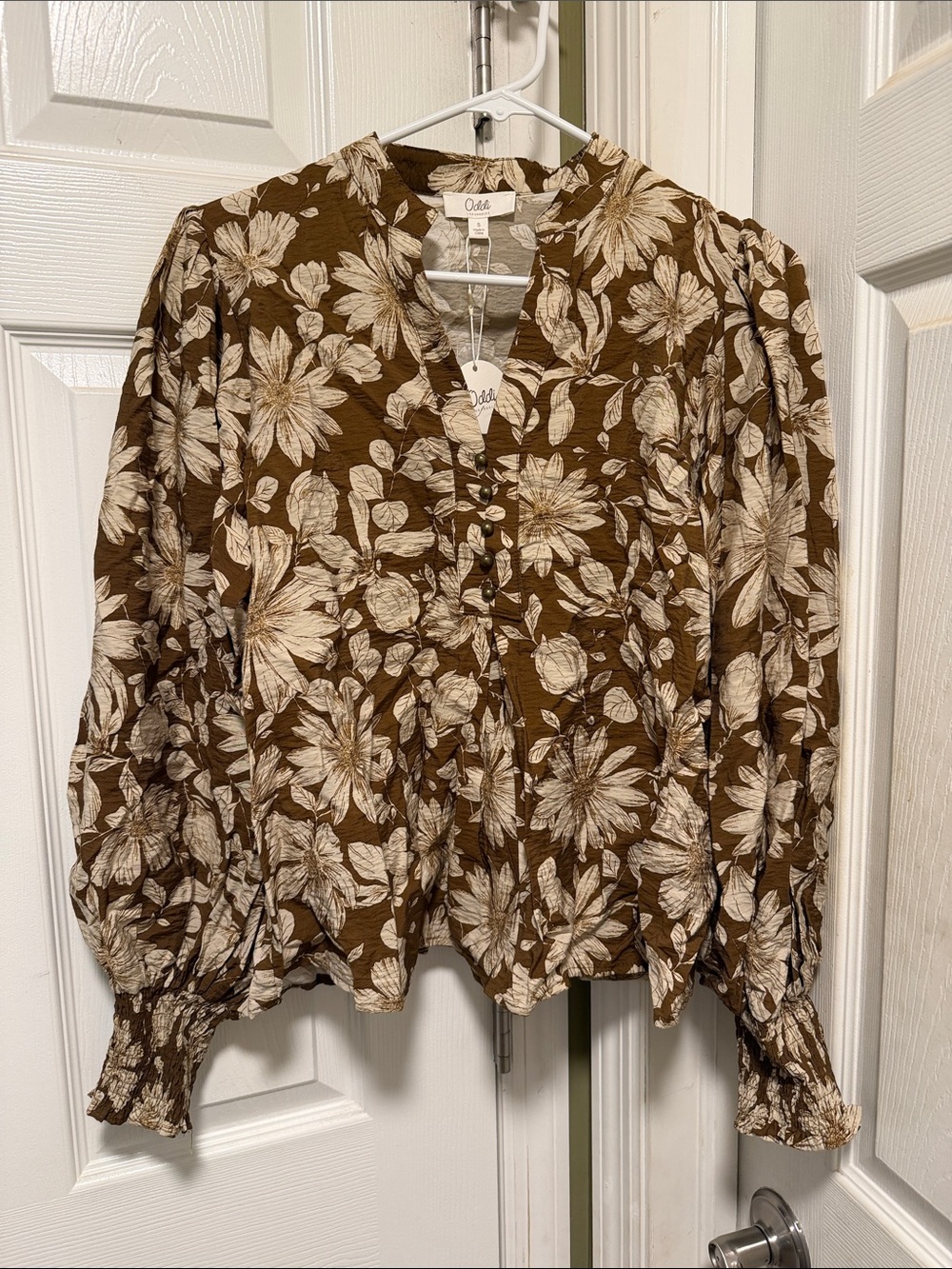 Oddi Women’s Floral Brown Blouse Size Small BNWT